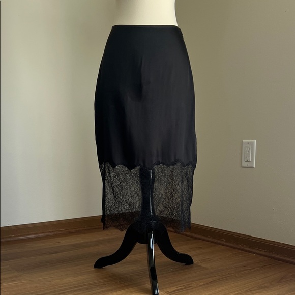 Anine Bing Black Midi Skirt with Lace Detail - Picture 1 of 7